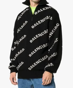 ( Positively Conscious ) Balenciaga 1070 BLACK Pull Oversize à Col Zippé Homme -Vente magasin Balenciaga 12966746 15829513 600
