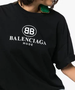 ( Positively Conscious ) Balenciaga 1000 - BLACK T-Shirt BB Mode Femme -Vente magasin Balenciaga 13000489 13875210 600