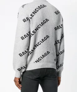 ( Positively Conscious ) Balenciaga Pull à Motif Monogrammé 1262 GREY -Vente magasin Balenciaga 13121329 14689505 600