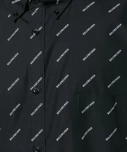 ( Positively Conscious ) Balenciaga Chemise Boxy à Logos 1070 BLACK -Vente magasin Balenciaga 13197015 15460267 600