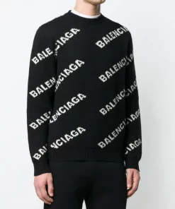 ( Positively Conscious ) Balenciaga Pull à Motif Monogrammé 1070 BLACK/ WHITE -Vente magasin Balenciaga 13404513 15994947 600