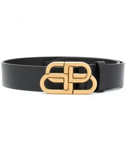 ( Positively Conscious ) Balenciaga Ceinture à Boucle Logo 1000 BLACK