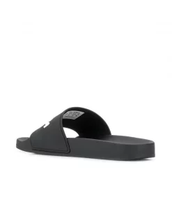 ( Positively Conscious ) Balenciaga 1006 BLACK WHITE Claquettes à Logo Femme -Vente magasin Balenciaga 13655669 21604666 600