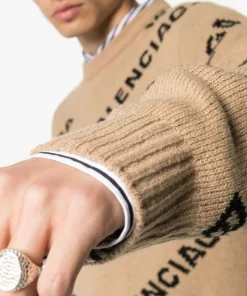 ( Positively Conscious ) Balenciaga Pull à Logo Intarsia 9364 BROWN -Vente magasin Balenciaga 14002142 18600844 600