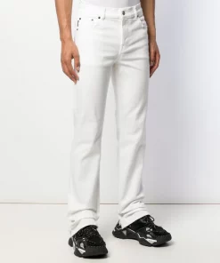 ( Positively Conscious ) Balenciaga 9765 WHITE Jean Droit À Effet Usé Homme -Vente magasin Balenciaga 14092369 18980267 600
