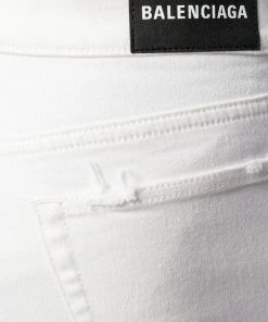 ( Positively Conscious ) Balenciaga 9765 WHITE Jean Droit À Effet Usé Homme -Vente magasin Balenciaga 14092369 18980271 600