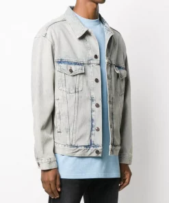 ( Positively Conscious ) Balenciaga 4377 BLUE Veste En Denim à Logo Imprimé Homme -Vente magasin Balenciaga 14664706 23284615 600