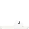 ( Positively Conscious ) Balenciaga 9034 OP WHITE / BLACK Slippers à Logo Embossé Homme
