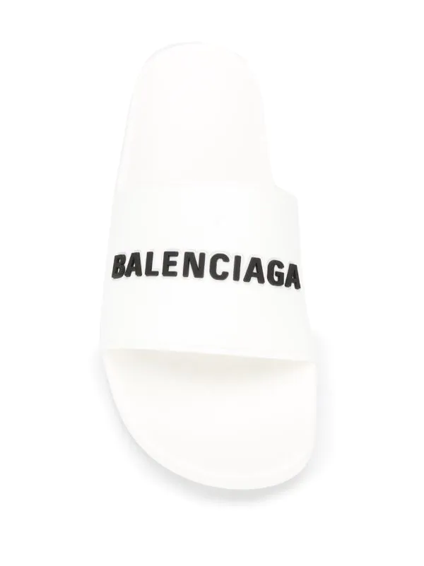 ( Positively Conscious ) Balenciaga 9034 OP WHITE / BLACK Slippers à Logo Embossé Homme 6 ( Positively Conscious ) Balenciaga 9034 OP WHITE / BLACK Slippers à Logo Embossé Homme – Image 4