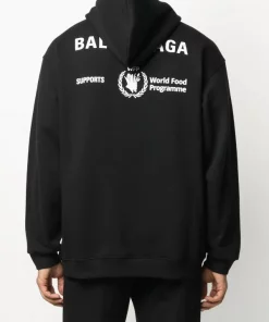 ( Positively Conscious ) Balenciaga Sweat Imprimé à Capuche World Food Programme 1000 - BLACK -Vente magasin Balenciaga 14688993 23815519 600