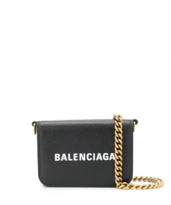 ( Positively Conscious ) Balenciaga 1090 - Black Mini Portefeuille à Logo Imprimé Femme
