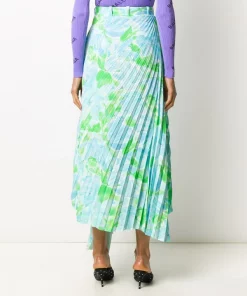 ( Positively Conscious ) Balenciaga 4301 BLUE Jupe Dynasty Plissée à Fleurs Femme -Vente magasin Balenciaga 14769938 27614041 600