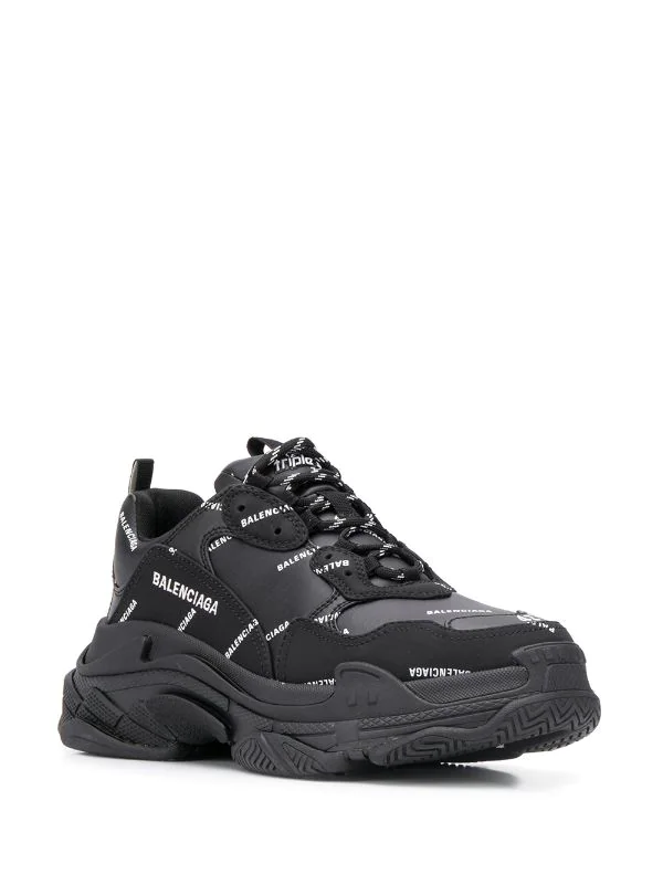 ( Positively Conscious ) Balenciaga Baskets Allover Logo Triple S 1090 BLACK/WHITE 4 ( Positively Conscious ) Balenciaga Baskets Allover Logo Triple S 1090 BLACK/WHITE – Image 2