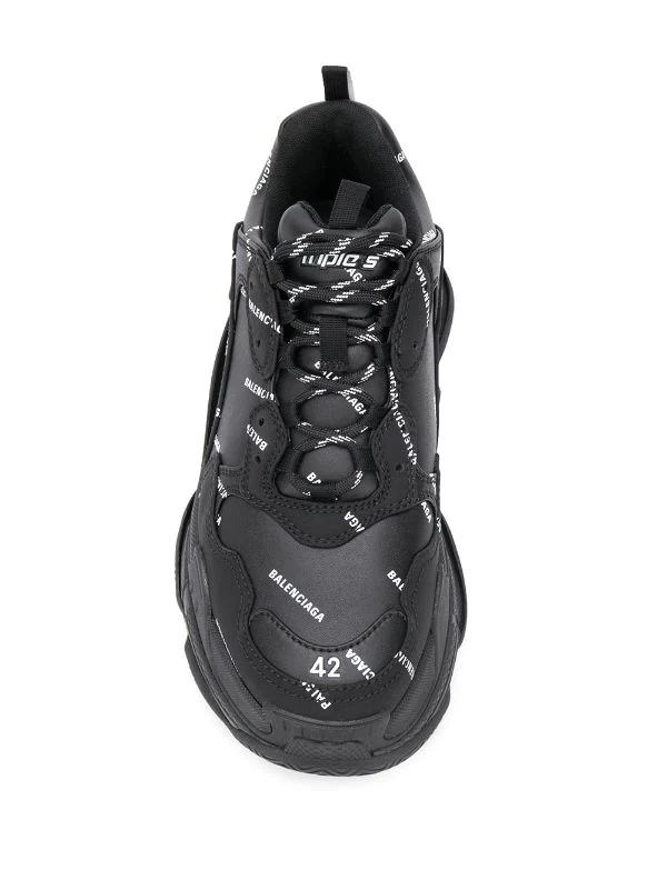 ( Positively Conscious ) Balenciaga Baskets Allover Logo Triple S 1090 BLACK/WHITE 6 ( Positively Conscious ) Balenciaga Baskets Allover Logo Triple S 1090 BLACK/WHITE – Image 4