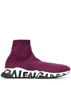 ( Positively Conscious ) Balenciaga Baskets Montantes Speed Graffiti 6091 PRUGNE/WHITE/BLACK