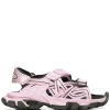 ( Positively Conscious ) Balenciaga 5010 PINK BLACK Sandales à Attaches Scratch Femme