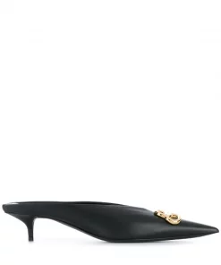 ( Positively Conscious ) Balenciaga 1088 BLACK GOLD Mules Knife 40 Mm Femme