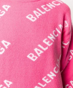 ( Positively Conscious ) Balenciaga Pull à Motif Monogrammé 5621 PINK -Vente magasin Balenciaga 15358977 28839367 600