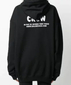 ( Positively Conscious ) Balenciaga 1070 BLACK Sweat Crew À Capuche Femme -Vente magasin Balenciaga 15358981 28388119 600