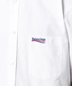 ( Positively Conscious ) Balenciaga Chemise Manches Courtes à Logo Brodé Homme -Vente magasin Balenciaga 15365524 28941752 600