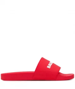 ( Positively Conscious ) Balenciaga Claquettes à Logo Imprimé 6090 RED/WHITE