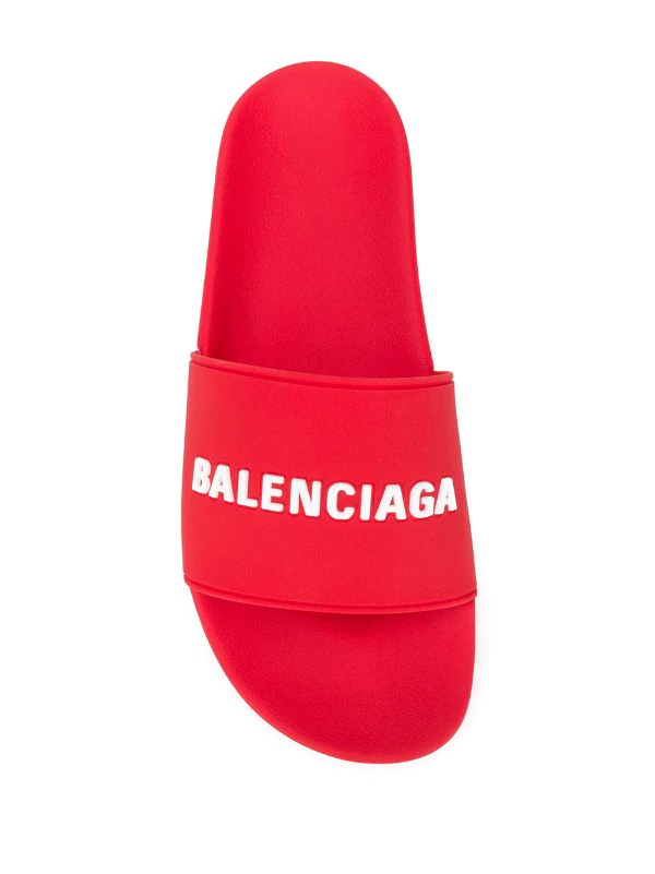 ( Positively Conscious ) Balenciaga Claquettes à Logo Imprimé 6090 RED/WHITE 6 ( Positively Conscious ) Balenciaga Claquettes à Logo Imprimé 6090 RED/WHITE – Image 4
