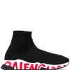 ( Positively Conscious ) Balenciaga 1095 BLACK/WHITE/RED Baskets Speed Graffiti Homme