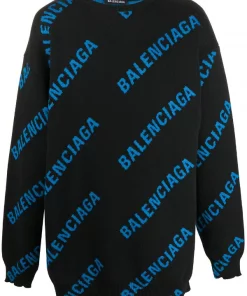 ( Positively Conscious ) Balenciaga 1165 BLACK Pull à Motif Monogrammé Homme