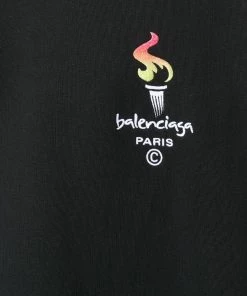 ( Positively Conscious ) Balenciaga Hoodie à Logo Brodé 1070 BLACK -Vente magasin Balenciaga 15368002 28360140 600