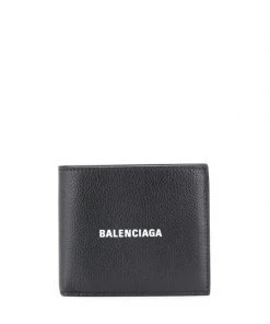 ( Positively Conscious ) Balenciaga 1090 - Black Portefeuille Pliant à Logo Imprimé Femme