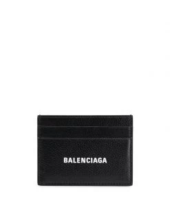 ( Positively Conscious ) Balenciaga 1090 - Black Porte-Cartes Pliant à Logo Imprimé Homme