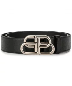 ( Positively Conscious ) Balenciaga Ceinture BB à Plaque Logo 1000 BLACK
