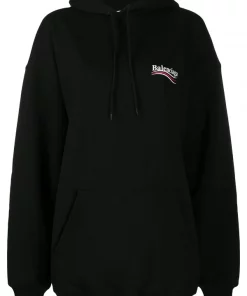 ( Positively Conscious ) Balenciaga Sweat à Capuche à Logo Imprimé 1070 BLACK