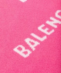 ( Positively Conscious ) Balenciaga 5621 PINK WHITE Écharpe À Logo All-Over Femme -Vente magasin Balenciaga 15468918 28375913 600