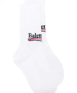 ( Positively Conscious ) Balenciaga Chaussettes à Logo Intarsia Femme