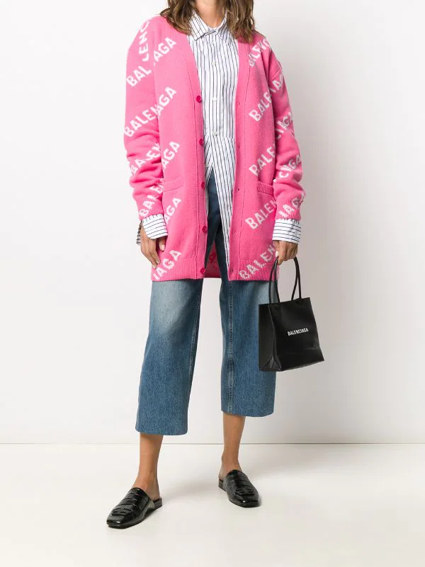 ( Positively Conscious ) Balenciaga Cardigan En Maille Intarsia 5621 PINK 4 ( Positively Conscious ) Balenciaga Cardigan En Maille Intarsia 5621 PINK – Image 2
