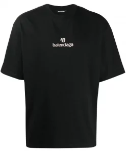 ( Positively Conscious ) Balenciaga 1034 BLACK/CHALKY WHITE T-shirt Sponsor Homme