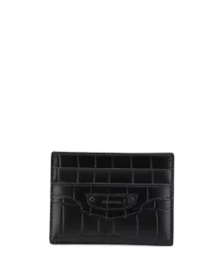 ( Positively Conscious ) Balenciaga 1000 BLACK Porte-cartes à Effet Peau De Crocodile Femme