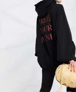 ( Positively Conscious ) Balenciaga Hoodie Imprimé à Lien De Resserrage 1000 BLACK -Vente magasin Balenciaga 15653938 31225608 600