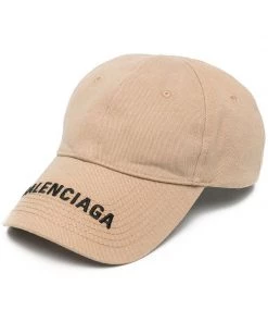 ( Positively Conscious ) Balenciaga 9760 BEIGE/BLACK Casquette à Logo Brodé Femme