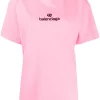 ( Positively Conscious ) Balenciaga T-shirt à Logo Brodé 5764 BUBBLE GUM /BLACK -Vente magasin Balenciaga 15663441 29325608 600