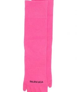 ( Positively Conscious ) Balenciaga 5660 FUXIA BLACK Chaussettes à Logo Femme