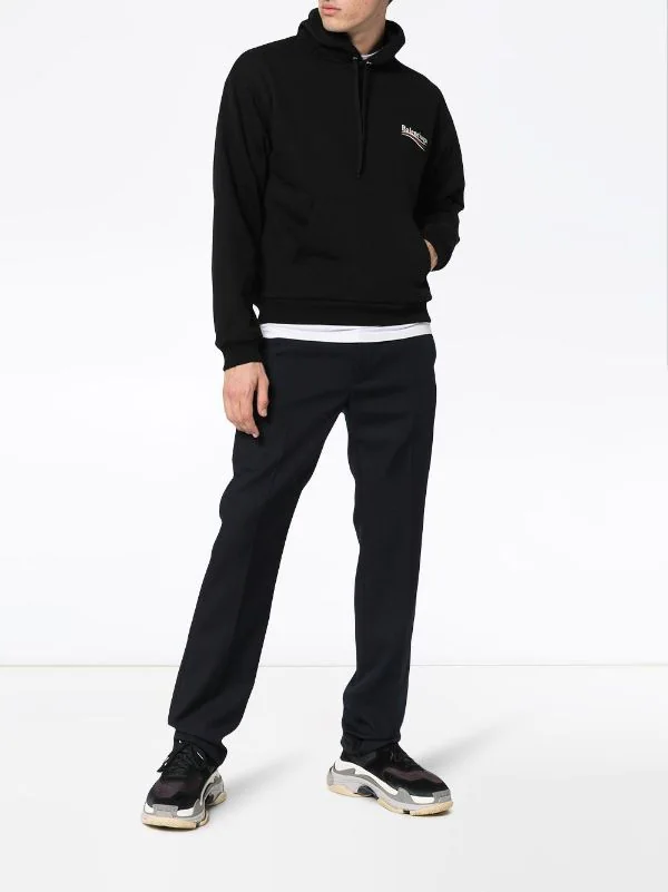 ( Positively Conscious ) Balenciaga 1070 BLACK/WHITE Hoodie à Logo Imprimé Homme 4 ( Positively Conscious ) Balenciaga 1070 BLACK/WHITE Hoodie à Logo Imprimé Homme – Image 2