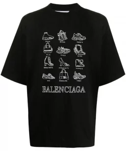 ( Positively Conscious ) Balenciaga 1070 BLACK/WHITE T-shirt Oversize Imprimé Homme