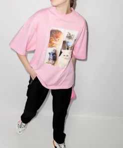 ( Positively Conscious ) Balenciaga T-shirt à Imprimé Chien 5630 PINK -Vente magasin Balenciaga 15919317 36977506 600