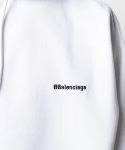 ( Positively Conscious ) Balenciaga Hoodie à Logo Brodé 9040 WHITE/BLACK -Vente magasin Balenciaga 15920577 30438392 600