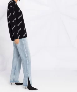 ( Positively Conscious ) Balenciaga 1070 BLACK/WHITE Pull à Logo All-over Femme -Vente magasin Balenciaga 15920588 59f6087f 3d4f 4416 b104 b898da2bbd8b 600