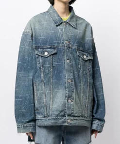 ( Positively Conscious ) Balenciaga Veste En Jean à Logo Imprimé 2340 AUTHENTIC DARK BLUE -Vente magasin Balenciaga 15920589 32012002 600