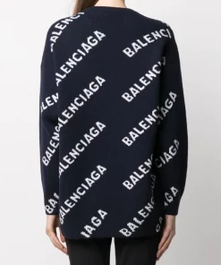 ( Positively Conscious ) Balenciaga 4177 NAVY/WHITE Pull En Maille Intarsia Femme -Vente magasin Balenciaga 15920671 30928492 600