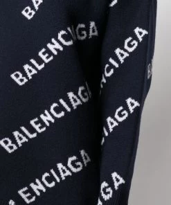 ( Positively Conscious ) Balenciaga 4177 NAVY/WHITE Pull En Maille Intarsia Femme -Vente magasin Balenciaga 15920671 30928493 600